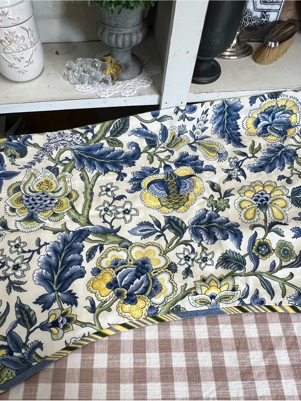 Waverly window valances curtain blue yellow imperial lined cottage core grandma